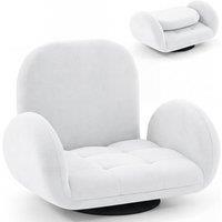Costway Swivel Floor Chair Folding Gaming Chair w/Adjustable Backrest&Armrests in White