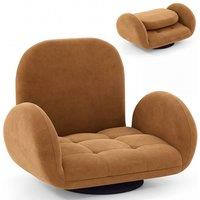 Costway Swivel Floor Chair Folding Gaming Chair Lazy Sofa Lounge Recliner in Brown