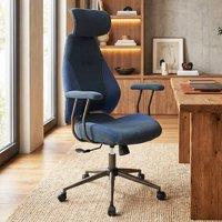 Gymax Ergonomic Work Chair Office Chair With Headrest & Rocking Backrest in Navy