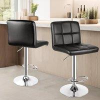 Gartistgo Set of 2 Swivel Bar Stools Adjustable PU Leather Counter Chairs in Black