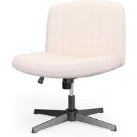 Gartistgo Ergonomic Cross-Legged Swivel Office Chair Armless Height Adjustable in Beige