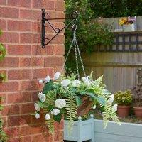 Garden Greatness Regal Rose Sensation Artificial Hanging Basket in White