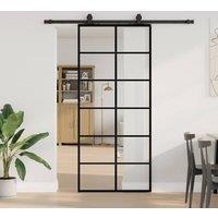 Berkfield Home Sliding Door with Hardware Set Black 90x205 cm ESG Glass