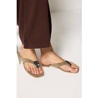 Long Tall Sally Women's Hammered Low Heel Sandals In Standard Fit in Natural | Size: 11