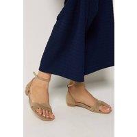 Long Tall Sally Women's Twisted Low Heel Sandals In Standard Fit in Natural | Size: 7