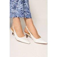 Long Tall Sally Women's Slingback Kitten Heel In Standard Fit in White | Size: 9
