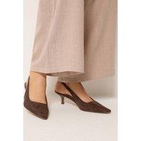 Long Tall Sally Women's Slingback Kitten Heel In Standard Fit in Chocolate | Size: 10