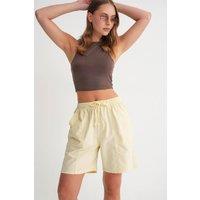 MixRay Women's High Waist Cotton Drawstring Mini Shorts in Lemon | Size: Large