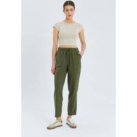 MixRay Women's High Waist Pants with Drawstring in Khaki | Size: Small