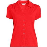 Lands' End Women's Plus Linen Blend Button Front Polo in Red | Size: 24-26