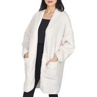 Smart Living Women's Luxury Warm & Cosy Borg Bath Robe with Ribbed Placket in Cream | Size: Medium/Large