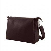 Kitise Women's Top Zipper Triple-Compartment Genuine Italian Leather Crossbody Bag in Dark Brown