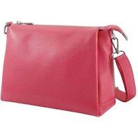 Kitise Women's Top Zipper Triple-Compartment Genuine Italian Leather Crossbody Bag in Coral