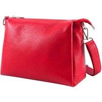 Kitise Women's Top Zipper Triple-Compartment Genuine Italian Leather Crossbody Bag in Red