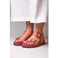 Moshulu Women's 'Newark 2' Colourful leather buckle sandals in Pale Orange | Size: 6.5