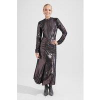 Hobbs London Women's Loretta Sequin Dress in Dark Grey | Size: 18