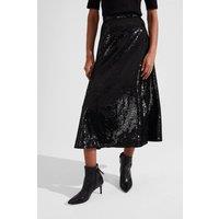 Hobbs London Women's Greta Sequin Skirt in Jet Black | Size: 8