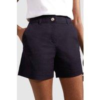 Hobbs London Women's Carla Mid Rise Chino Shorts in Dark Navy | Size: 16
