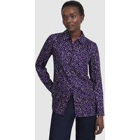 Hobbs London Women's Kirsty Printed Shirt in Aubergine | Size: 8