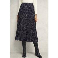 Hobbs London Women's Teia Printed Pleated Midi Skirt in Midnight | Size: 10