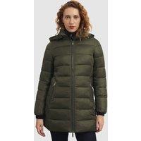 Hobbs London Women's Joelle Longline Quilted Puffer Coat in Dark Olive | Size: 18