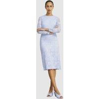 Hobbs London Women's Ottilie Long Sleeve Lace Midi Dress in Baby Blue | Size: 10