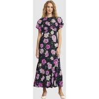Hobbs London Women's Lalena Short Sleeve Printed Maxi Dress in Dark Navy | Size: 8