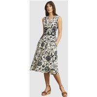 Hobbs London Women's Teagan Sleeveless V-Neck Midi Dress in Natural White | Size: 8