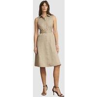 Hobbs London Women's Tia Belted Shirt Dress in Light Beige | Size: 16