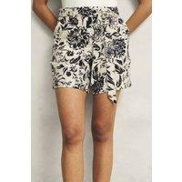 Hobbs London Women's Maura Floral Print Linen Shorts in Dark Navy | Size: 16