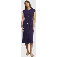 Hobbs London Women's Tania Short Sleeve Tie Waist Midi Dress in Aubergine | Size: 8