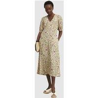 Hobbs London Women's Santana Short Sleeve V-Neck Midi Dress in Warm White | Size: 10