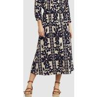 Hobbs London Women's Lyra Floral Midi Skirt in Dark Navy | Size: 20