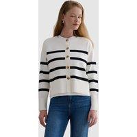 Hobbs London Women's Megan Striped Cardigan in Off-White | Size: Small