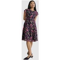 Hobbs London Women's Tia Embroidered Floral Midi Dress in Dark Navy | Size: 8
