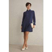 Hobbs London Women's Francesca Long Sleeve Shirt Mini Dress in Dark Navy | Size: 8
