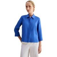 Hobbs London Women's Nita 3/4 Sleeve Button Up Linen Shirt in Cobalt | Size: 18