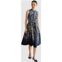 Hobbs London Women's Alberta Floral Midi Shirt Dress in Dark Navy | Size: 10