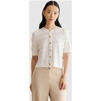 Hobbs London Women's Mimi Short Sleeve Pointelle Cardigan in Warm White | Size: Medium