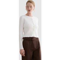 Hobbs London Women's Larissa Ribbed Cardigan in Natural White | Size: Large