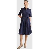 Hobbs London Women's Brigitta Pleated Tie Belt Shirt Dress in Dark Navy | Size: 20