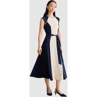 Hobbs London Women's Andrea Colour Block Midi Dress in Dark Navy | Size: 12