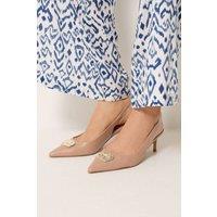 Long Tall Sally Women's Hammered Slingback Heels In Standard Fit in Camel | Size: 7