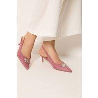 Long Tall Sally Women's Hammered Slingback Heels In Standard Fit in Pink | Size: 11