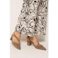 Long Tall Sally Women's Faux Suede Asymmetric Block Heels In Standard Fit in Brown | Size: 8