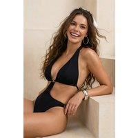 WOVCOR Women's Halterneck Cut Out Detail Swimsuit in Black | Size: 6