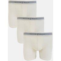 British Boxers Men's Pack of Three "Cricket White" Cotton Stretch Trunks in Off-White | Size: Medium