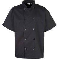 Premier Men's Studded Front Short Sleeve Chefs Jacket Pack of 2 in Black | Size: 3XL