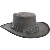 House of Leather Men's Leather Cowboy Hat Australian Bush Style HL001 in Black | Size: Small