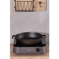 Living and Home Cast Iron Frying Pan Griddle Pre-Seasoned Grill Cookware 30cm W x 23cm D x 5cm H in Black | Size: 30 cm W x 23 cm D x 5 cm H